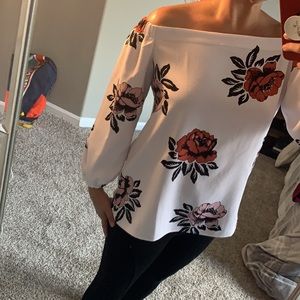 Off The Shoulder Flower Shirt